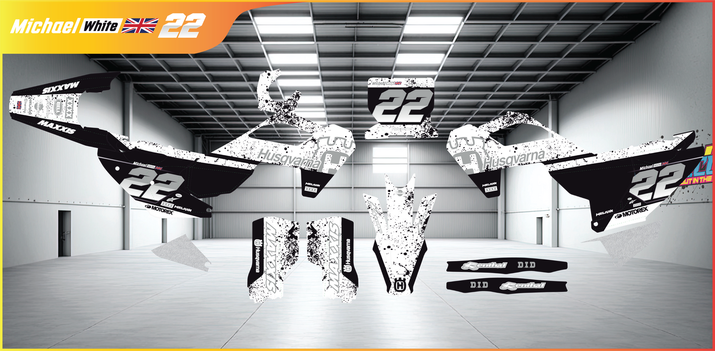 M White design, (customizable graphic kits)
