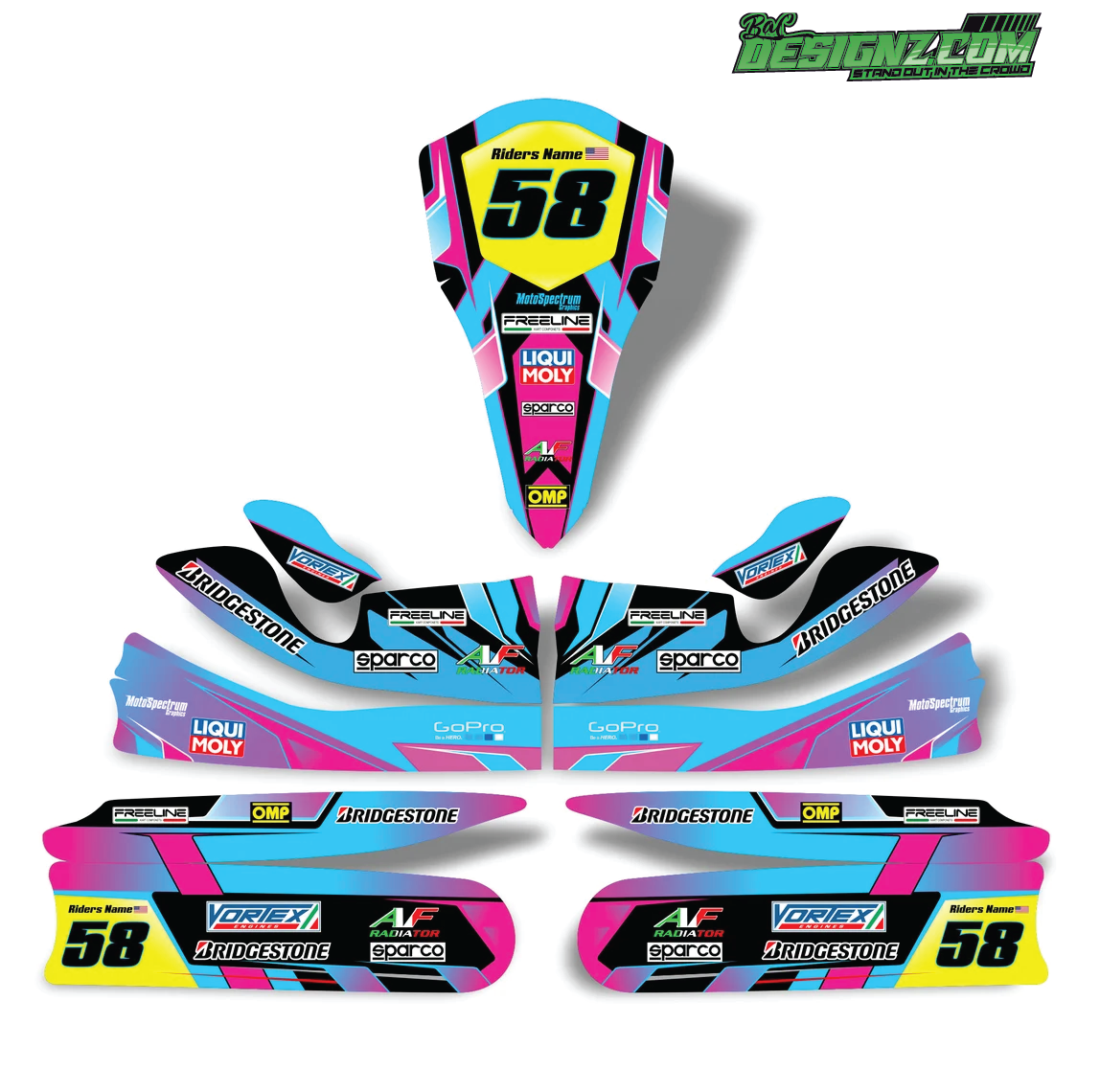 BOTTLE Go Kart decals & graphic kits — Bac designz