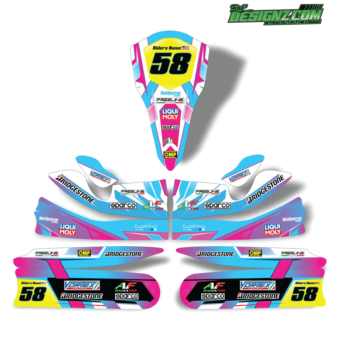 BUSH Go Kart decals & graphic kits — Bac designz