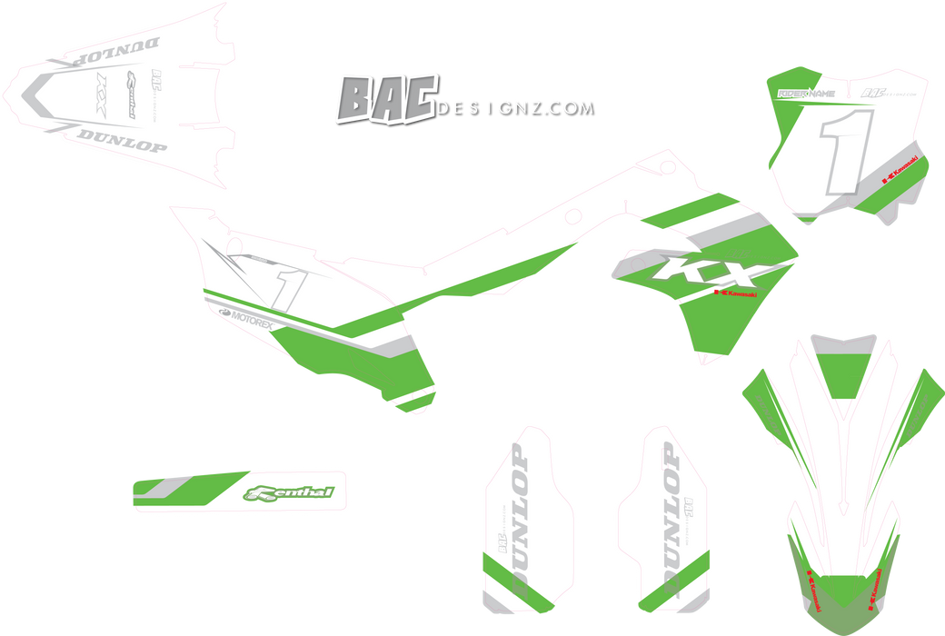 Kawasaki CLAFF design, (customizable graphic kits)